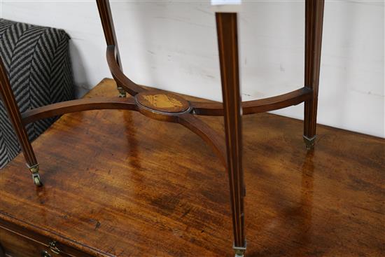 An Edwardian inlaid oval mahogany side table W.78cm